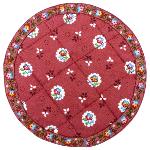 Sous verre tissu matelassé 12 cm rouge motif Fleurettes