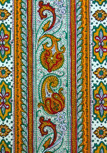 Bande Galon découpé 14 cm Tissu Vert/Or motif Bastidin