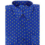 Chemise Camarguaise manches longues bleue motifs Gardiano