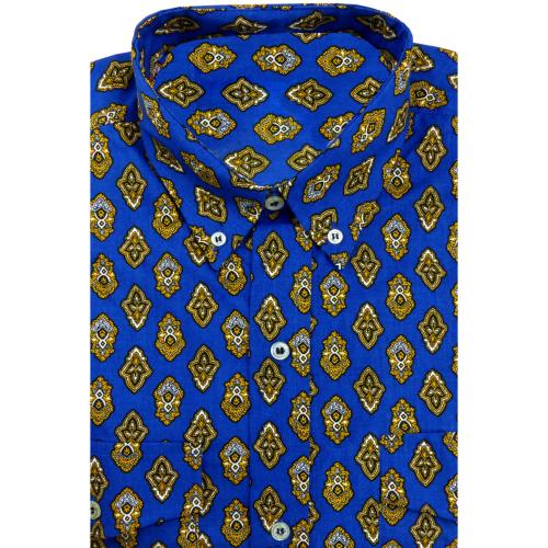 Chemise Provençale coton Bleue motif Calissons