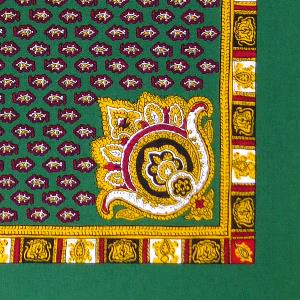 Foulard Provençal motif Fleur de Lotus Vert/Rouge
