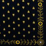 Foulard Provençal Manade noir abeilles 60x60 cm