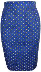 Jupe Jean Mi-Longue Droite Bleue motif "Abeilles" - Mado