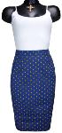 Jupe Jean Mi-Longue Droite Bleue motif "Abeilles" - Mado