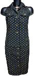 Jupe Jean Mi-Longue Droite Noire motif "Abeilles" - Marion