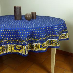 Nappe Ronde Bleue 180 cm joli motif Provençal "Abeilles