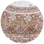 Nappe Ronde COTON ENDUIT motif «Bagnols» Perle
