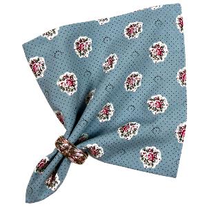 Serviette de table tissu Provençal bleue motif Fleurettes