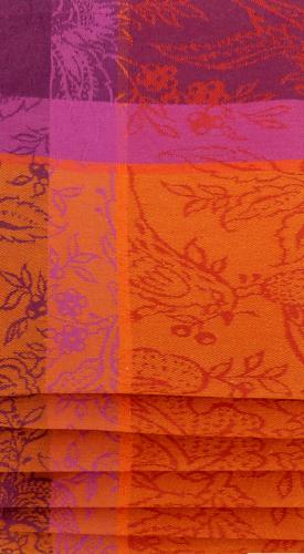 Lot de 6 Torchons Jacquard 55x80 cm motif Colombes Rouges