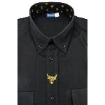 Chemise Camarguaise manches longues noire motifs Camargue