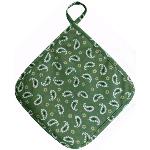 Manique de cuisine Vert Amande, motif de Provence Volutes