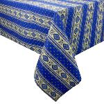 Nappe Rectangulaire Bleue "Rayures" COTON <B>ENDUIT</B>