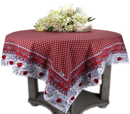 Nappe Rectangulaire Rouge joli motif Provençal "Dentelle"