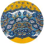 Nappe Ronde Jaune 180 cm joli motif Provençal "Mistraou