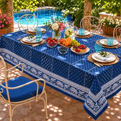 Nappe Rectangulaire Provençale "Vaccarès" Bleu