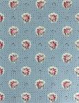 Toile 100% coton Laize 148 cm Bleu verveine Fleurettes