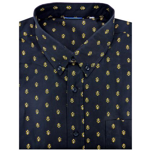 Chemise Noire Provençale manches longues motif Lavandin