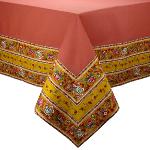 Nappe Carrée Coton Terracotta galon Provençal "Champêtre"