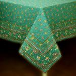 Nappe Carrée Coton Verte motif Provençal "Lune de Miel"