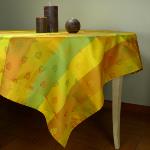 Nappe Carrée Provençale Jacquard jaune motif Roussillon