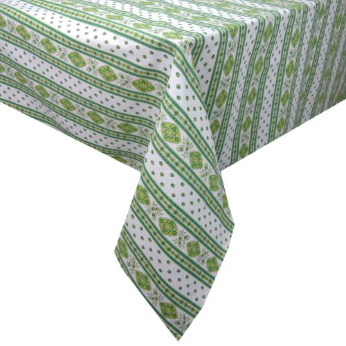 Nappe Rectangulaire Verte "Rayures" COTON ENDUIT