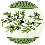 Nappe Ronde Provençale 180 cm motif «Bastide» couleur Verte Olive