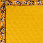 Set de table réversible coton uni Jaune et motif Lotus Bleu