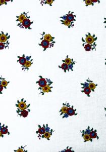 Tissu Provençal 100% coton Laize 140 cm Blanc "Fleurs