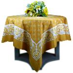 Nappe Carrée Coton Jaune Ocre motif Provençal "Campano"