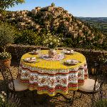 Nappe Ronde Provençale 180 cm motif «Gordes» coloris Jaune
