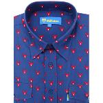 Chemise Camarguaise bleue motifs taureaux rouges