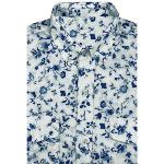 Chemise camarguaise coton Bleue/Blanc motif Champêtre