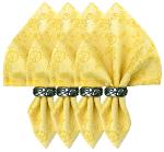 Lot 4 Serviettes Jacquard Fleurs des champs Jaunes