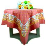 Nappe Rectangulaire Rose Corail motif Provençal "Campano"
