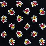 Serviette de table imprimée 40x40 cm Noire motif Fleurs