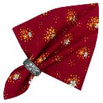 Serviette de table coton 45x45 cm Rouge motif Farandole