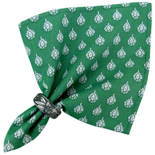 Serviette de table 45x45 cm Verte motif Indianaire