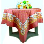 Nappe Rectangulaire Rose Corail motif Provençal "Campano"