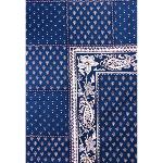 Nappe Rectangulaire Provençale bleue motifs blancs