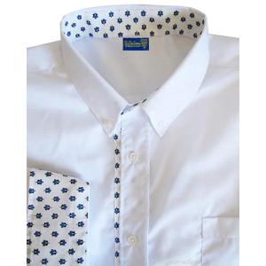 Chemise manches longues uni blanc motifs lavande