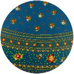 Nappe Ronde Cyan 180 cm joli motif Provençal "Farandole