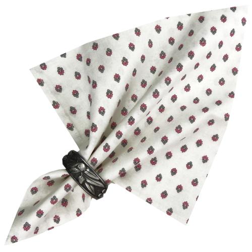 Serviette de table 40x40 cm Ecru/Rose motif Esterel