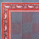 Nappe Rectangulaire Provençale Anthracite motifs Corail