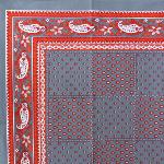 Lot Nappe + 6 serviettes Anthracite motifs Corail