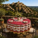 Nappe Ronde Provençale 180 cm motif «Gordes» coloris Rouge