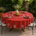 Nappe Ronde Rouge 180 cm joli motif Provençal "Indianaire"