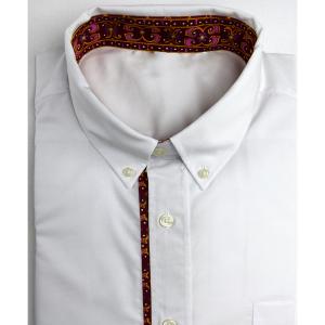 Chemise manches longues uni blanc cachemire rouges