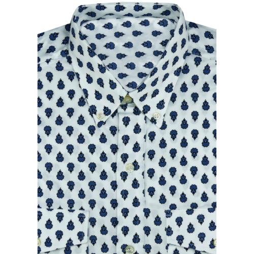 Chemise homme Provençale Blanc/Bleu motif Sixties