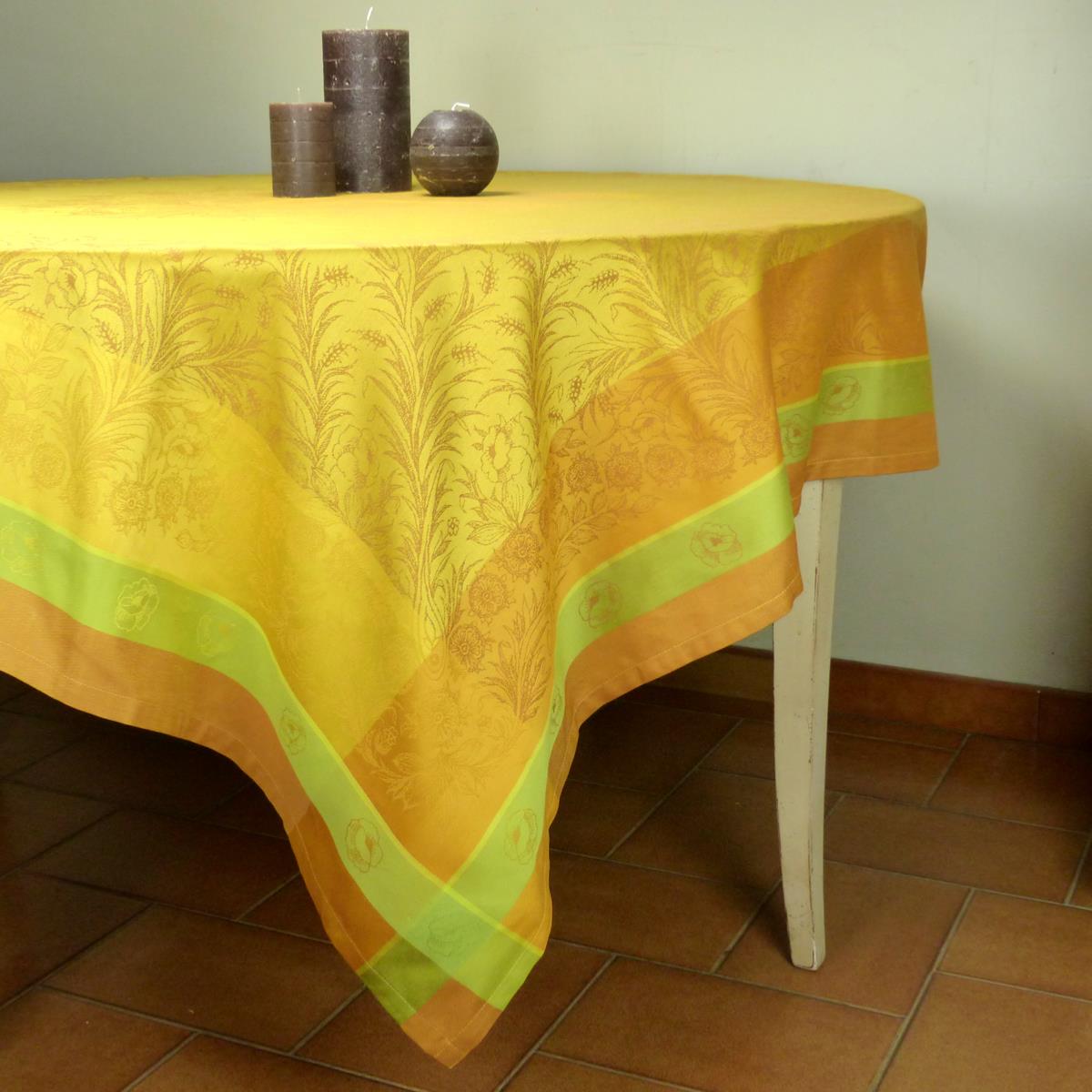  Nappe  carr e Proven ale Jacquard jaune motif pis