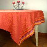 Nappe Rectangulaire Provençale Jacquard rouge motif fleurs